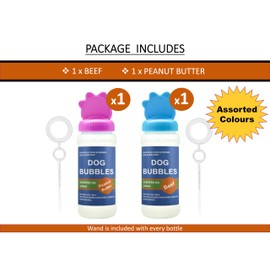 2x Toys for Dog Bubbles PEANUT BUTTER and BEEF Blowing Bubbles for Dogs Safe SCENTED OIL Interactive Dog Toys for Boredom Puppy Toys Large Dogs Outdoor Assorted (240ml (Pack of 2), Both (Assorted))