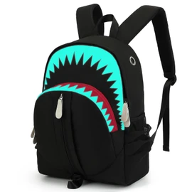 Kouxunt Luminous Shark Backpack for Teen Boys, Cool Elementary Middle Kids Bookbag (Black)