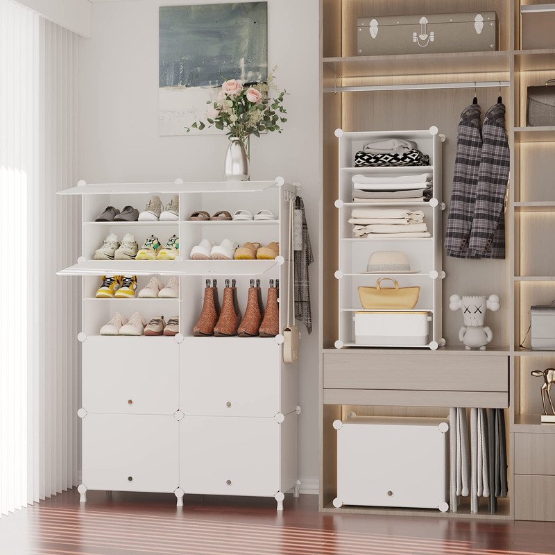 AWTATOS Shoe Rack, 8 Tier Shoe Storage Cabinet with Door,