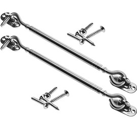 Micro Trader Stainless Steel Cabin Hook and Eye Shed Gate Door Latch, Silver