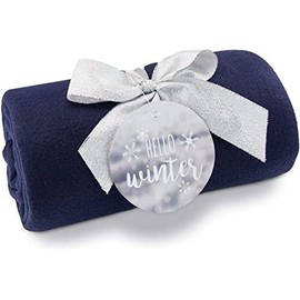 Römer Wellness Winter Special Navy Fleece Blanket with Pouch - 120cm x 150cm 180gsm Hand Rolled Gift with Bow and Tag