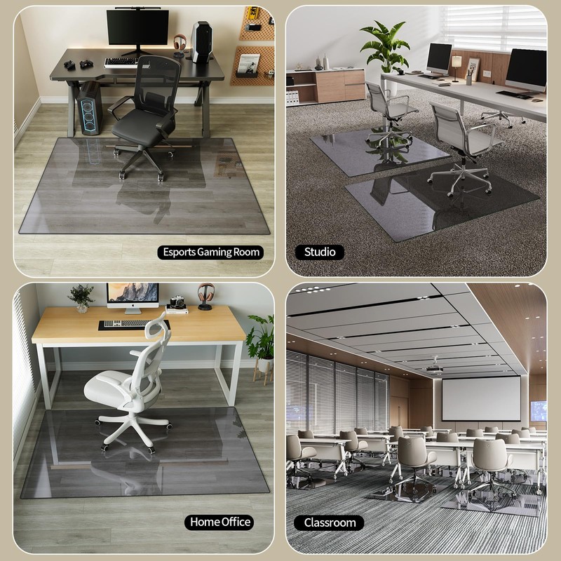 Koonmi Tempered Glass Chair Mat for Hardwood Floors & Carpets,