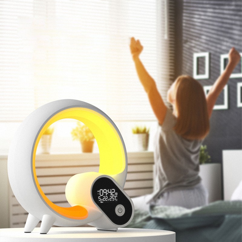 Sunrise Alarm Clock Q Shape White Digital Display 3 in
