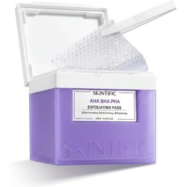 SKINTIFIC Exfoliating pads con AHA, BHA y PHA y niacinamida - Discos tonificantes para limpieza de poros, peeling pad gauze doble,textura de piel suave, hialuronato de sodio para una piel hidratada y hidratantes (40 piezas)