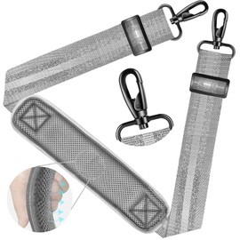 ZINZ Shoulder Strap - 59 Inch Universal Heavy-duty Adjustable Strap with Ultra-thick Fixed Breathable Pad for Laptop, Gym, Camera Bag and More - Gray Silver Jacquard
