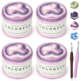 Katech Katech Yarn for Crocheting-Gradient Cake Yarn for Crocheting Knitting-Ombr Yarn-Multicolor Soft Rainbow Cotton Crochet Yarn for Scarves, Shawls, Blankets, and Garments(C)