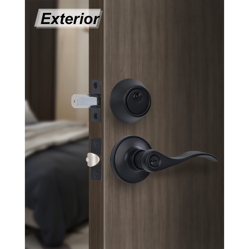 Keyed Alike Front Door Lever Lockset with Single Cylinder Deadbolt