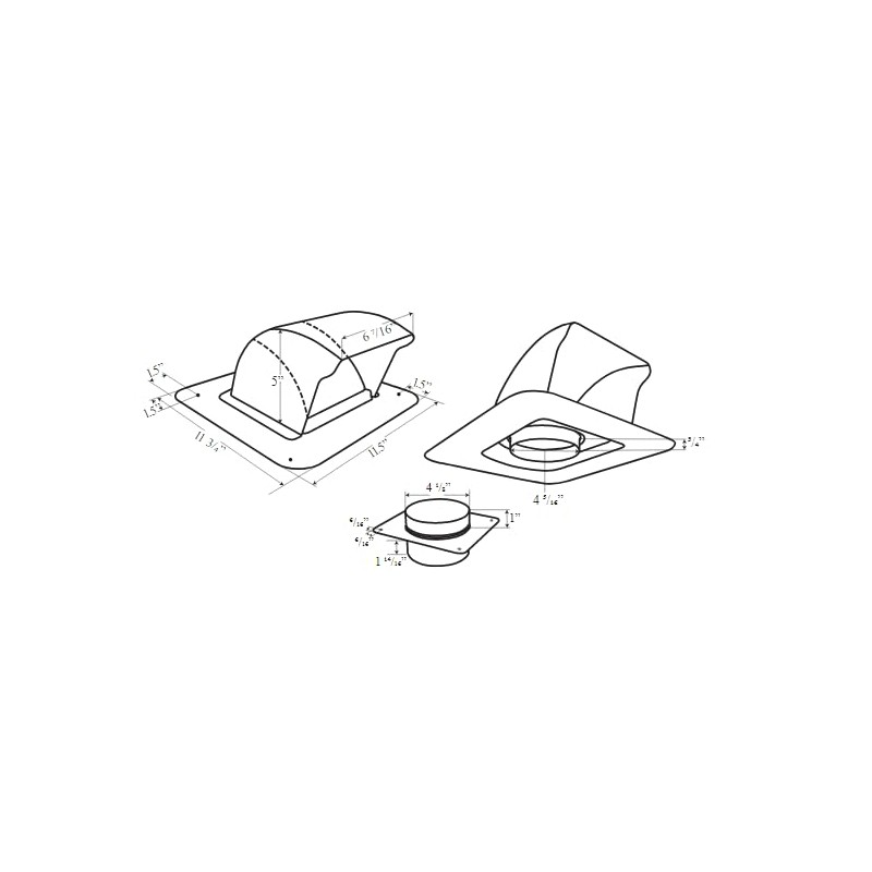 InOvate DryerJack Low Profile Roof Vent with Roof Neck (Black)