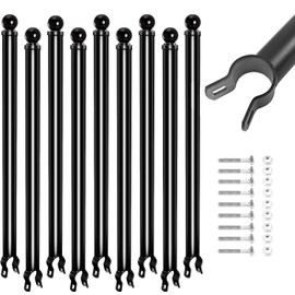 ICITYWALL 9 Pack Chain Link Fence Extension, 25" Fence Extension Height, Galvanized Post Extender for Dogs (1-3/8",Black)