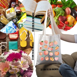 PYOUL Peach Lover Gift Peaches Aesthetic Tote Bag Pink Ribbon Bow Handbag Peach Aesthetic Gift (Peaches Aesthetic Tote)