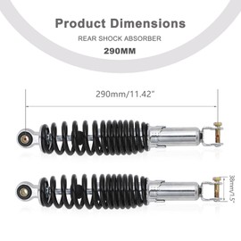 Minho Motorcycle Dual Rear Shock Absorbers with Adjustable Spring Preload in Heavy Iron Material Compatible with Chinese GY6 Scooter Mopeds Taotao Tank Jonway Roketa,290MM Length,10MM Mounting Hole