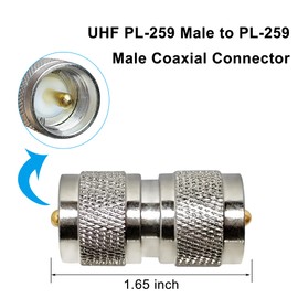 DUOGIMZ 2-Pack UHF PL259 Male to PL259 Male Adapter Low Loss UHF PL-259 Male Coaxial Connectors 2PCS
