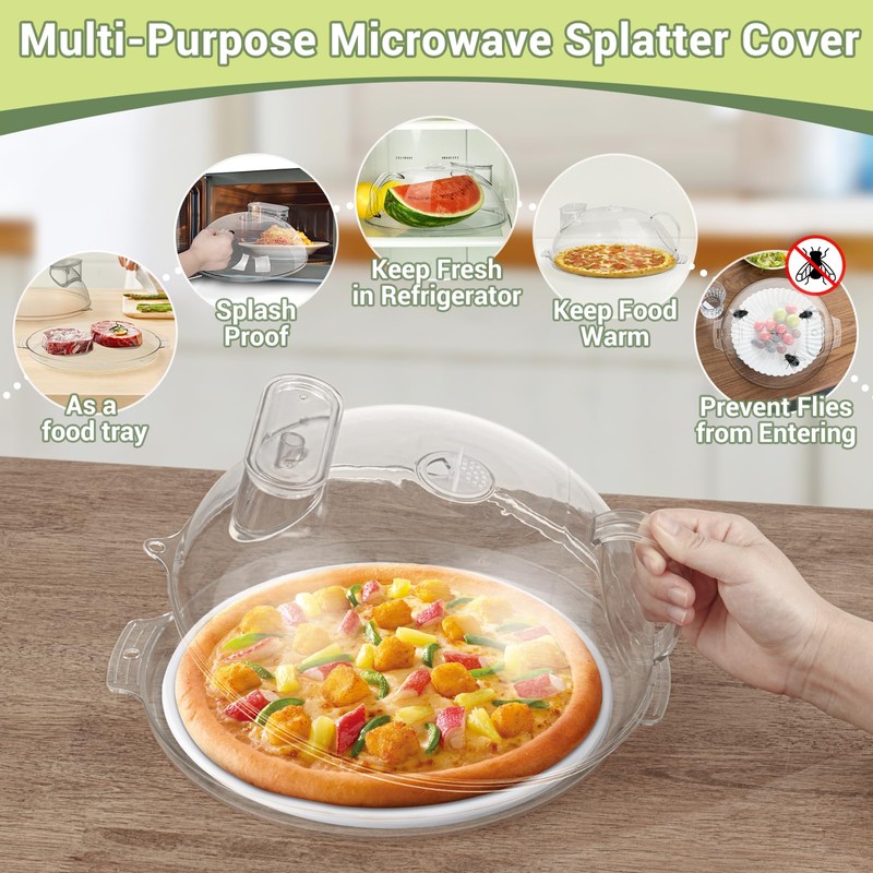 WENWELL Microwave Splatter Cover with Water Steamer,Protect Food Splashes,Dish Bowl
