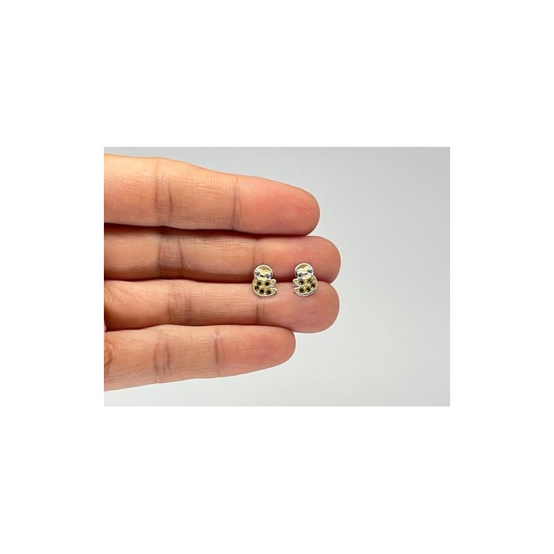 Sloth Earrings with Crystal Stones - 925 Sterling Silver