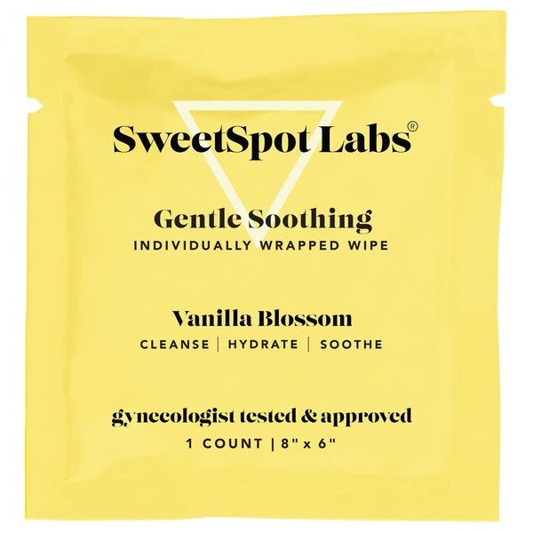 SweetSpot Labs pH Balanced Feminine Wipes, Vegan & Cruelty Free, Gynecologist Approved | Hydrating, Soothing, Gentle | 30 Vanilla Blossom Wipes