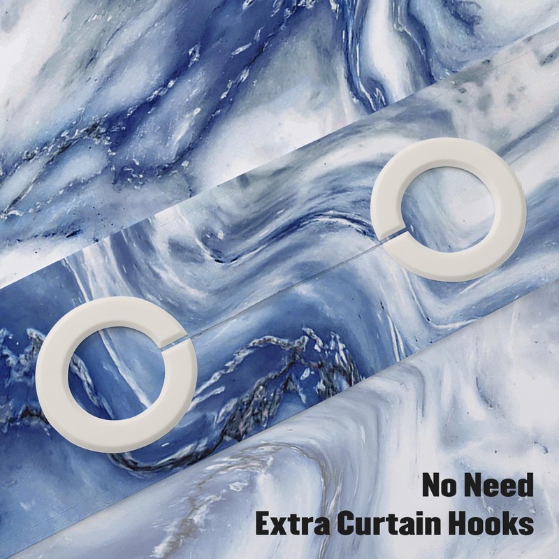 MitoVilla No Hooks Needed Extra Long Shower Curtain Set with