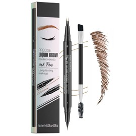Eyebrow Pencil - Eyebrow Pen - Microblading Eyebrow Pen 2-In-1 Dual-Ended With 2-Fork-Tip And Precise Brush-Tip - Waterproof Brow Pencil Last All-Day Long Lasting - Natural Eye Brow Create（Dark Brown）