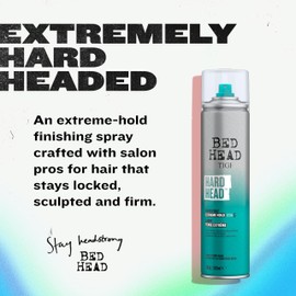 TIGI Bed Head Hard Head Hair Spray – Extra Strong Hold for All Day Style and All Hair Types, 11.7 oz