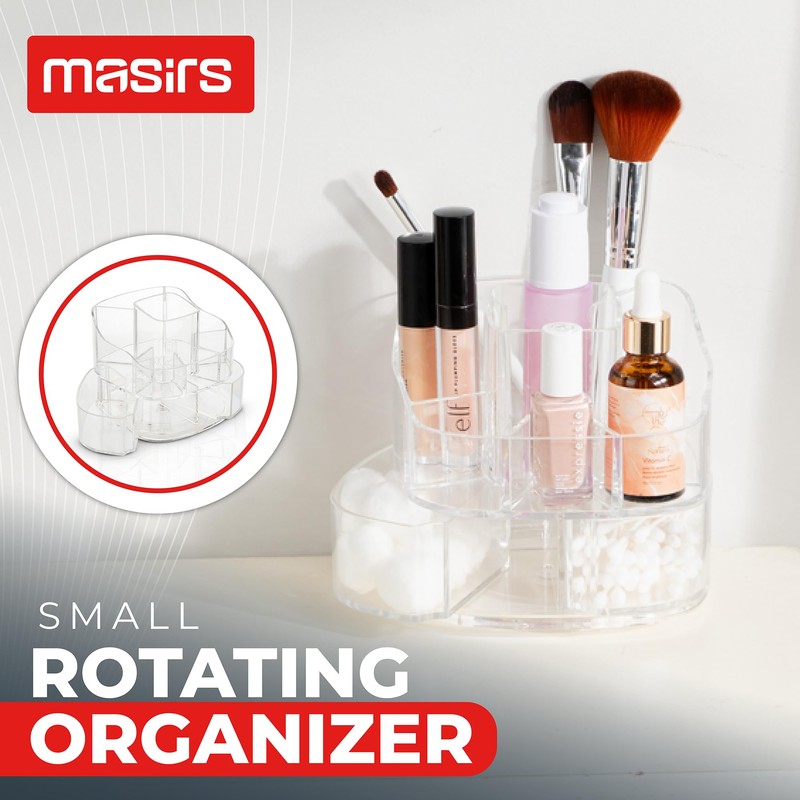 Masirs Small Rotating Makeup Organizer - Mini Yet Spacious Cosmetic