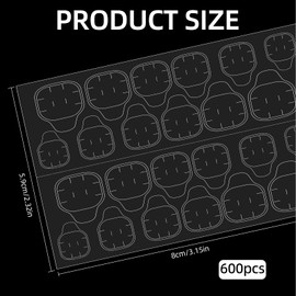 600pcs Press on Nail Glue Tabs, 25 Sheets (12 Clear + 13 Pink Jelly) 12 Sizes Waterproof Breathable Double Sided Adhesive Tabs for Fake Nails, Transparent Super Sticky Flexible Nail Stickers