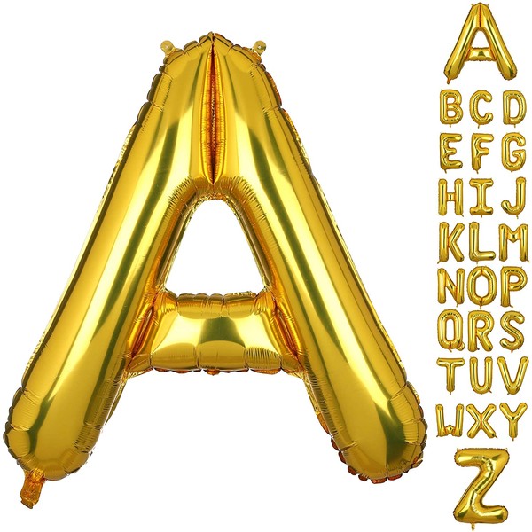 40 Inch Large Gold Letter A Foil Balloons Hellium Golden Big Alphabet Mylar Balloon for Birthday Party Decoration Custom Word HH(Gold-A)
