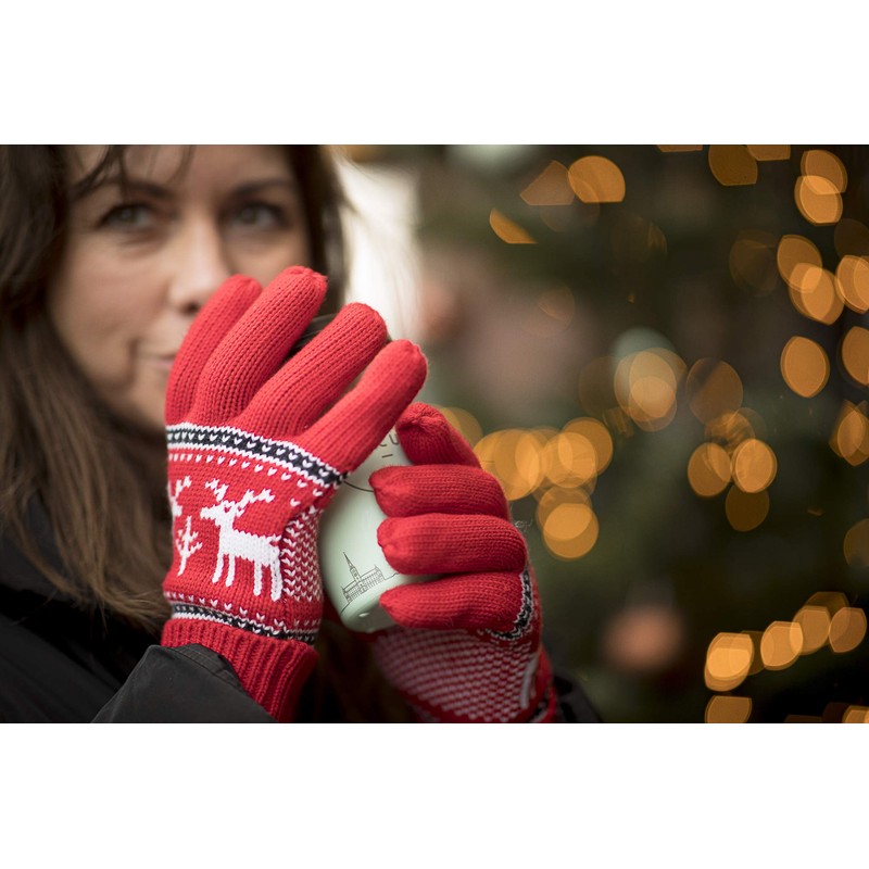 EEM X-Mas Women's Knitted Cotton Gloves with Thinsulate Thermal Lining