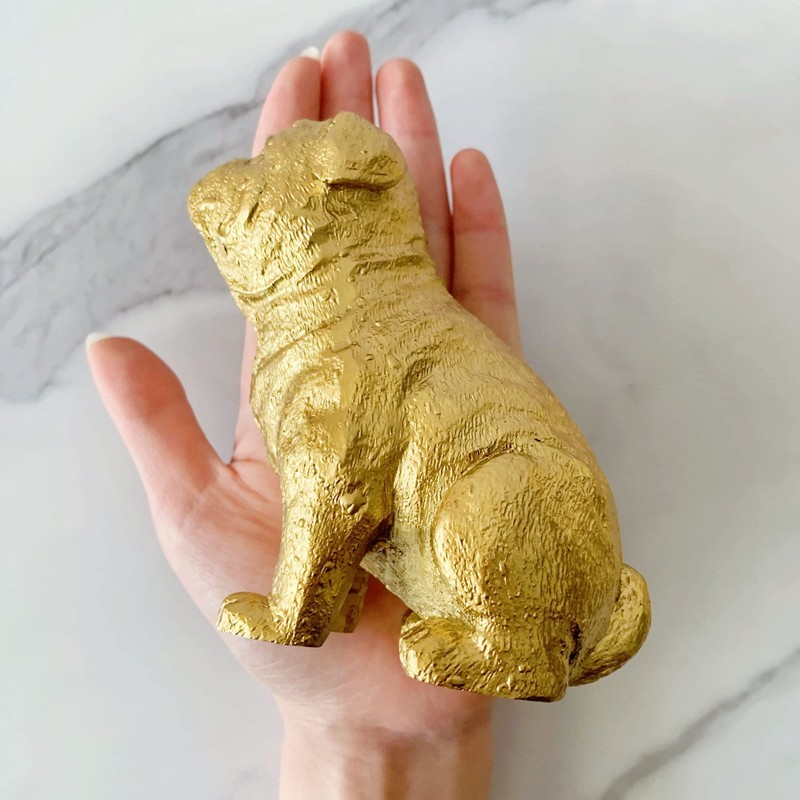 Pewery Golden Dog Statue, Animal Figurine Home Decor, Dog Sculpture