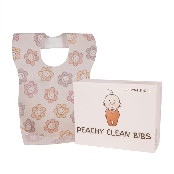 Peachy Clean Bibs Disposable Baby Bibs (30pcs) Individually Wrapped -