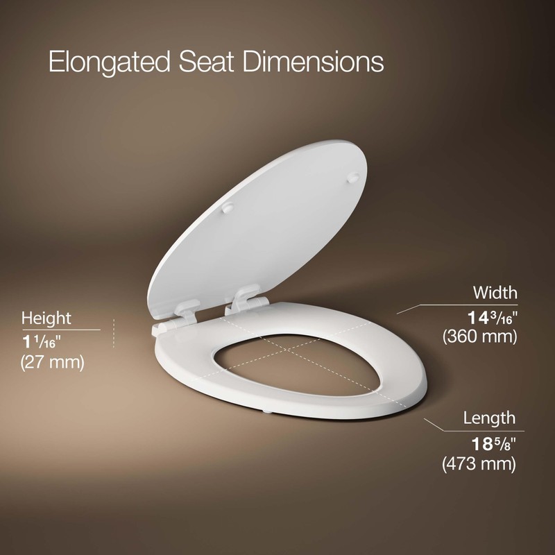 KOHLER Stonewood Quiet-Close Elongated Toilet Seat, White Finish