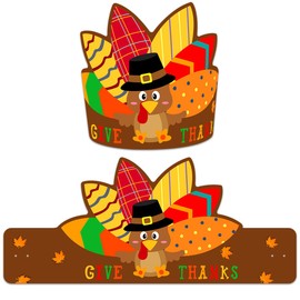 FANCY LAND Thanksgiving Turkey Hats Pack of 30 Turkey Decoration for Kids Adjustable Crowns