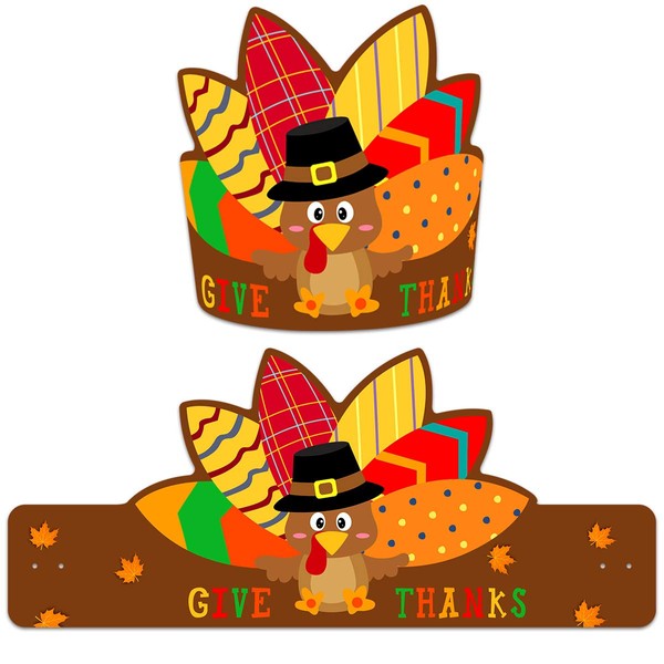 FANCY LAND Thanksgiving Turkey Hats Pack of 30 Turkey Decoration for Kids Adjustable Crowns