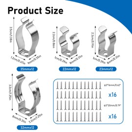 48PCS Assorted Various Size Metal Terry Spring Clips Garden Tool Storage Walls Clip Stainless Wall Mounted Hanging Tidy Hook Heavy Duty Tool Hooks Holder for Garage Sheds Yards Cupboards Broom Brushe