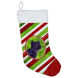 Caroline's Treasures SS4532-CS Skye Terrier Candy Cane Holiday Christmas Christmas Stocking Fireplace Hanging Stockings Christmas Season Party Decor Family Holiday Decorations