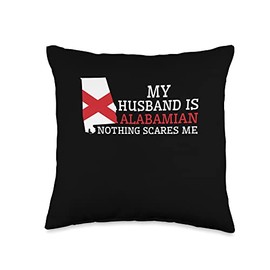 Wedding & Married with Alabamian Nothing Scares Me My Husband is Alabamian Wife Alabama Throw Pillow, 16x16, Multicolor