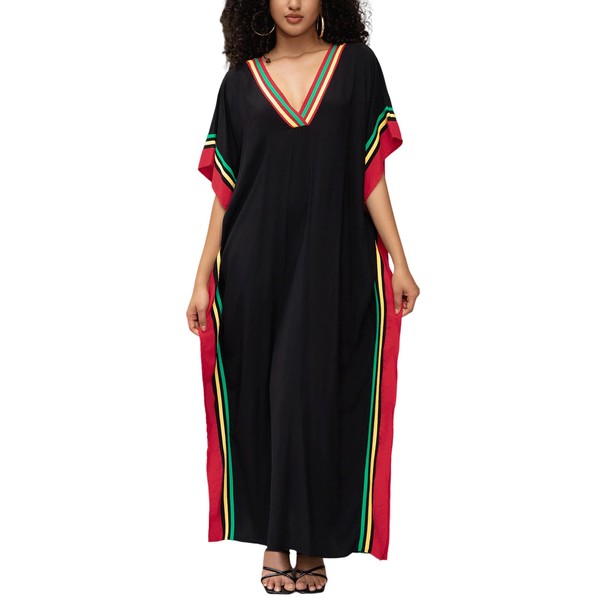 Kaftan Dresses for Women V-Neck Print Swimsuit Cover Up Plus