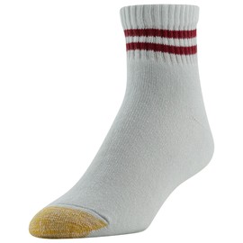 GOLDTOE Men's 656P Cotton Ankle Athletic Socks, Multipairs, White/Multi Assorted (6-Pairs), Shoe Size: 6-12.5