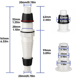 QruiLanTu Universal Drain Pipe Connector,Washing Machine Drain Hose Extension Fitting,with Sealing Rings Clamps,Anti-Leak Anti-Odor Sink Drain Adapter for20-32mm Kitchen,Bathroom,Laundry Pipes