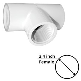 PVC Tee Pipe Fitting Sch 40-3/4 Inch FNPT x 3/4 Inch FNPT x 3/4 Inch FNPT PVC Tee - PVC Tee 3/4 Inch - 3/4" PVC Tee NPT Female