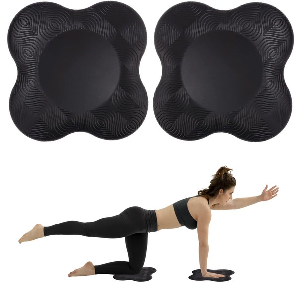 2 Pieces Yoga Knee Cushion, Yoga Accessories Non-Slip Knee Pad Mat Set Wear-Resistant Protects the Knees, Knee Cushion Yoga for Knees, Wrists, Ankle, Wear-Resistant Protects the Knees (Black)