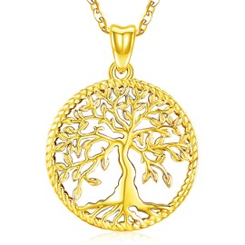Odinstone Tree of Life Necklace, Sterling Silver Pendant for Women, Abalone Shell Family Tree Necklaces Jewelry for Mom/Wife/Grandma(With Fine Gift Box)