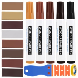 Hartwachs Reparatur Set Laminat Wachs Reparaturset Laminat Reparaturset Möbelreparaturstift Möbel Arbeitsplattet Reparatur Set Fliesenreparaturset Parkettreparaturset mit spachtel, Klebeband, 18 Stück