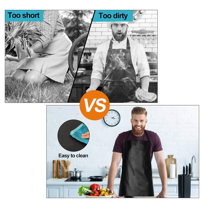 2 Pack Waterproof Rubber Vinyl Apron 40 Inch Chef Aprons