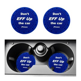 JUSTTOP 2 PCS Car Cup Holder Coasters, 2.75 Inch Non-Slip PVC Cup Holder Insert Coaster, Anti-Scratch Insulation Embedded in Ornaments Coaster Cup Mat Decor for Car SUV Truck (Blue)