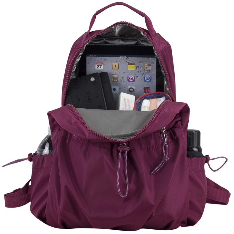 BODHI Rouchette Drawstring Backpack Daypack Bag, Burgundy