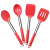 Cooking Utensils Set of 4, E-far Silicone Kitchen Utensils for Non-stick Cookware, Heat Resistant & Non-toxic Slotted Spatula Solid Spoon Turner for Flipping Mixing Serving Basting(Red)