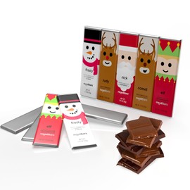 MoodiBars by Astor Chocolate Christmas 5 Variety Chocolate Bar Gift Pack | Individually Wrapped Milk Dark White Peppermint, Caramel, Cookies & Cream Flavored Bar | Holiday Gifts | Xmas Belgian Chocolate Treats 2024 Box Set | Candy Stocking Stuffers