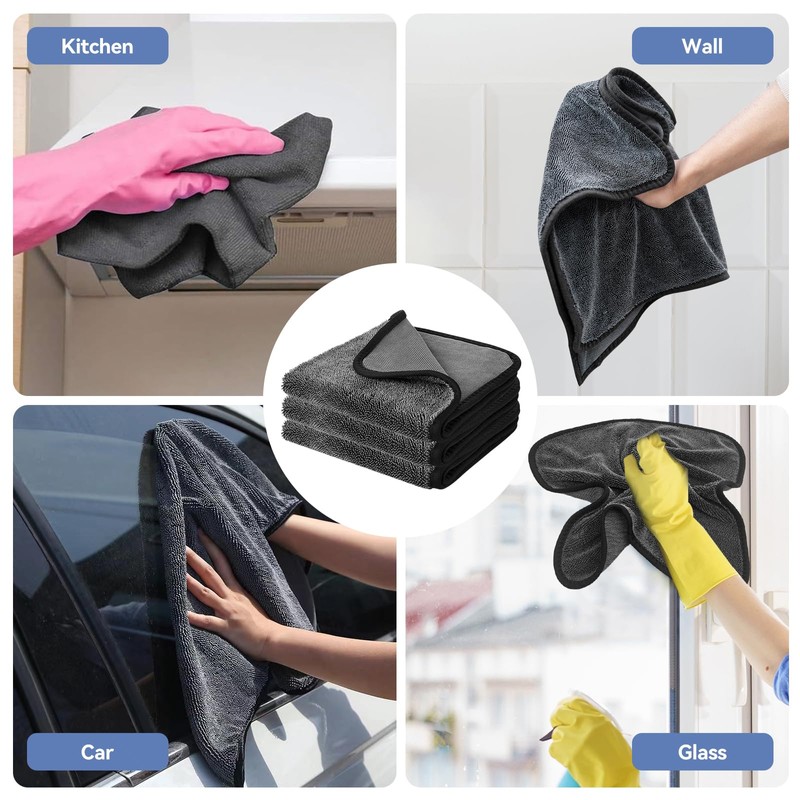 Shiny Wipes Shower Cleaning Cloths - 3pcs Super Absorbent Microfiber