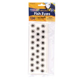 Creativity Street Fish Eyes, Holographic, Assorted Sizes, 124 Pieces, Black Stickers