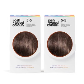 Josh Wood Colour Permanent Colour 5.5 (Brown) Celebrity-approved, ammonia-free, Leaves hair super shiny and hydrated with 100% grey hair coverage, Natural-looking, and Vegan - Pack of 2