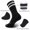 Ultrafun 5 Pairs Striped Crew Socks Cotton Cushioned Athletic Sports